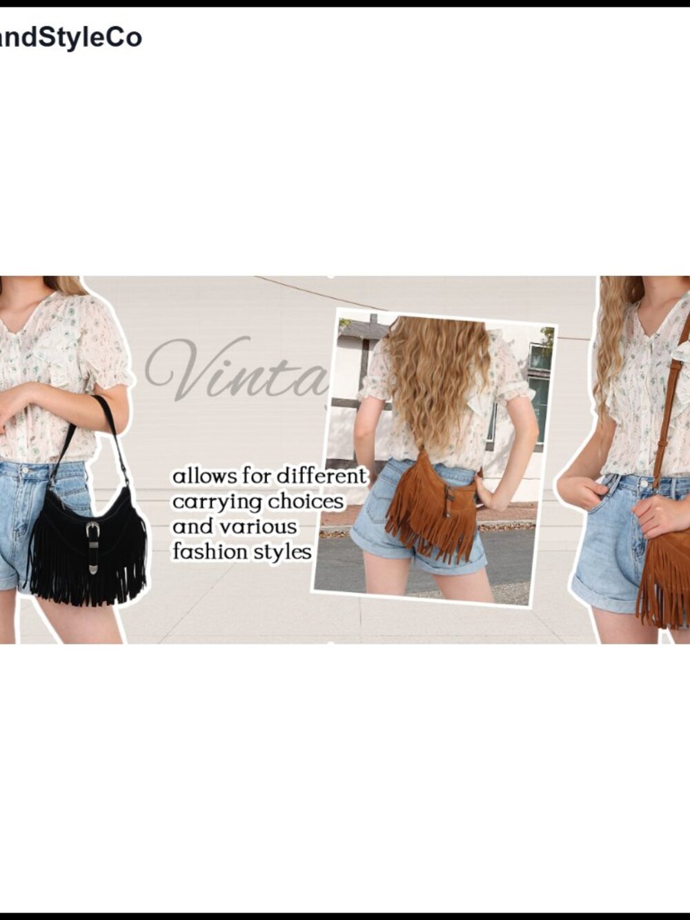 Fringe Hobo Purse Tassel Shoulder Bag Vintage Suede Handbag Hippie Western - Picture 6 of 6